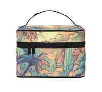 RLDOBOFE Toiletry Bag for Women Men Dopp Kit Travel Makeup Bag Make Up Organizers Cosmetic Bag White Flowers Hanging Toiletry Bag Shaving Bag with Large Capacity for Travel, Tropical Island, One Size