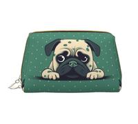 RLDOBOFE Toiletry Bag for Women Men Dopp Kit Travel Makeup Bag Orange Flowers Make Up Organizers Cosmetic Bag, Pug Green Polka Dot, One Size