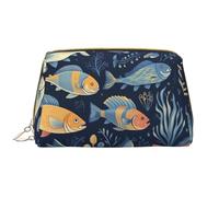RLDOBOFE Toiletry Bag for Women Men Dopp Kit Travel Makeup Bag Two Rabbits Drinking Tea Make Up Organizers Cosmetic Bag, Various Fish, One Size