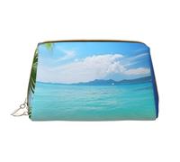 RLDOBOFE Toiletry Bag for Women Men Travel Makeup Bag World Map Makeup Organizer, Ocean Sea Beach Palm Leaves, one size