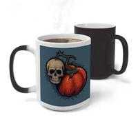 RLDOBOFE Tomatoes And Skull Ceramic Color Changing Mug Heat Transforming Activated Mug 11 Oz Heat Changing Sensitive Tea Cup Magic Novelty Coffee Cup Drinkware Home Kitchen Gift