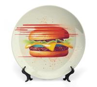 RLDOBOFE Tomorrow I'll Start Running Decorative Plate Ceramic Display Plate with Stand Salad Plates Colorful Porcelain Dinner Dishes Dessert Appetizer Dishes for Kitchen Party Table Decor 6inch