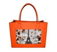 RLDOBOFE Tower with Leaves Felt Tote Bag Reusable Foldable Grocery Bag Versatile Large Capacity Commuter Handbag, Fruit Orange, One Size