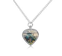 RLDOBOFE Tractor Agriculture Tranquil Urn Necklace Heart Cremation Jewelry for Ashes Memorial Keepsake Jewelry with Funnel Filler Urn Locket for Women Men to Hold Ashes of Pet Loved Ones