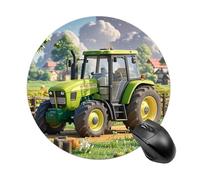 RLDOBOFE Tractor Farm Mouse Pad, Rubber Base & Smooth Cloth Surface, Portable Round Mouse Pad, Rubber Mousepad for Office Home Gaming Laptop Men Women 7.8In