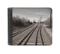 RLDOBOFE Train Track Wallet Passcase for Men, Extra Capacity Bifold Leather Wallets with ID Windows, Slim Stylish Wallet for Gift, Blocking Money Clip for Cards, Coin Pouch