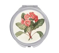 RLDOBOFE Travel Elegant Red Flower Makeup Mirror Round Compact Pocket Mirror 2X /1x Magnifying Small Metal Foldable Handheld Portable Cosmetic Mirrors Unique Gift for Women Mother