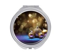 RLDOBOFE Travel Golden Glitter Christmas Makeup Mirror Round Compact Pocket Mirror 2X /1x Magnifying Small Metal Foldable Handheld Portable Cosmetic Mirrors Unique Gift for Women Mother