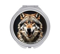 RLDOBOFE Travel Hungry Like A Wolf Makeup Mirror Round Compact Pocket Mirror 2X /1x Magnifying Small Metal Foldable Handheld Portable Cosmetic Mirrors Unique Gift for Women Mother
