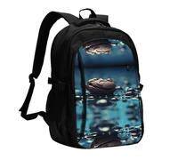 RLDOBOFE Travel Laptop Backpack Business Backpack for Men Women Coffee between raindrops Travel Backpack with USB Charging Port