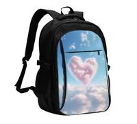 RLDOBOFE Travel Laptop Backpack Business Backpack for Men Women Heart Shaped Cloud Travel Backpack with USB Charging Port