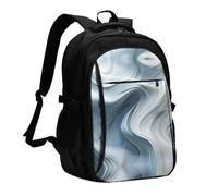 RLDOBOFE Travel Laptop Backpack Business Backpack for Men Women Wave Motion Image Travel Backpack with USB Charging Port