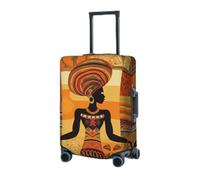 RLDOBOFE Travel Luggage Cover for Suitcase Elastic Suitcase Protector African Woman Suitcase Covers Washable Suitcase Protective Cover Dust-proof Luggage Covers Fit 18-32 Inch Luggage, Black, L