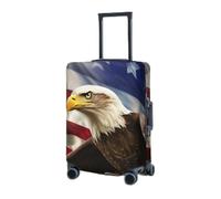 RLDOBOFE Travel Luggage Cover for Suitcase Elastic Suitcase Protector American USA Flag Eagle Art Suitcase Covers Washable Suitcase Protective Cover Dust-proof Luggage Covers Fit 18-32 Inch Luggage,