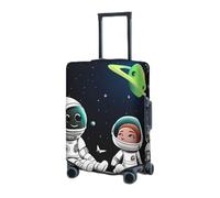 RLDOBOFE Travel Luggage Cover for Suitcase Elastic Suitcase Protector Astronaut And Alien Suitcase Covers Washable Suitcase Protective Cover Dust-proof Luggage Covers Fit 18-32 Inch Luggage, Black,
