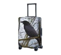 RLDOBOFE Travel Luggage Cover for Suitcase Elastic Suitcase Protector Black Crow Birds Suitcase Covers Washable Suitcase Protective Cover Dust-proof Luggage Covers Fit 18-32 Inch Luggage, Black, Large