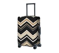 RLDOBOFE Travel Luggage Cover for Suitcase Elastic Suitcase Protector Black White Tan Zigzag Suitcase Covers Washable Suitcase Protective Cover Dust-proof Luggage Covers Fit 18-32 Inch Luggage, Black,