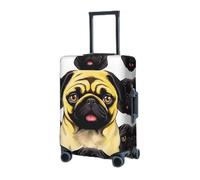 RLDOBOFE Travel Luggage Cover for Suitcase Elastic Suitcase Protector Black Yellow Pug Suitcase Covers Washable Suitcase Protective Cover Dust-proof Luggage Covers Fit 18-32 Inch Luggage, Black, Large