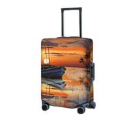 RLDOBOFE Travel Luggage Cover for Suitcase Elastic Suitcase Protector Boat on the beach at sunset Suitcase Covers Washable Suitcase Protective Cover Dust-proof Luggage Covers Fit 18-32 Inch Luggage,