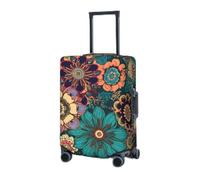 RLDOBOFE Travel Luggage Cover for Suitcase Elastic Suitcase Protector Bohemian Flower Suitcase Covers Washable Suitcase Protective Cover Dust-proof Luggage Covers Fit 18-32 Inch Luggage, Black,