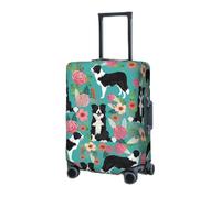 RLDOBOFE Travel Luggage Cover for Suitcase Elastic Suitcase Protector Border Collie Florals Suitcase Covers Washable Suitcase Protective Cover Dust-proof Luggage Covers Fit 18-32 Inch Luggage, Black,