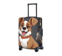 RLDOBOFE Travel Luggage Cover for Suitcase Elastic Suitcase Protector Bulldog Corgi Suitcase Covers Washable Suitcase Protective Cover Dust-proof Luggage Covers Fit 18-32 Inch Luggage, Black, Large