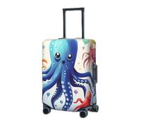 RLDOBOFE Travel Luggage Cover for Suitcase Elastic Suitcase Protector Colorful Squid Octopus Suitcase Covers Washable Suitcase Protective Cover Dust-proof Luggage Covers Fit 18-32 Inch Luggage, Black,