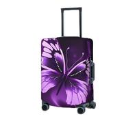 RLDOBOFE Travel Luggage Cover for Suitcase Elastic Suitcase Protector Cute Purple Butterfly Suitcase Covers Washable Suitcase Protective Cover Dust-proof Luggage Covers Fit 18-32 Inch Luggage, Black,