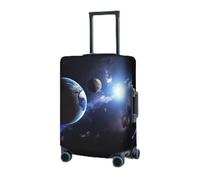 RLDOBOFE Travel Luggage Cover for Suitcase Elastic Suitcase Protector Earth and Moon Suitcase Covers Washable Suitcase Protective Cover Dust-proof Luggage Covers Fit 18-32 Inch Luggage, Black, Large