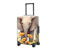 RLDOBOFE Travel Luggage Cover for Suitcase Elastic Suitcase Protector Elephant and Sunflower Suitcase Covers Washable Suitcase Protective Cover Dust-proof Luggage Covers Fit 18-32 Inch Luggage, Black,