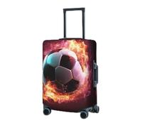 RLDOBOFE Travel Luggage Cover for Suitcase Elastic Suitcase Protector Fire Soccer Ball Suitcase Covers Washable Suitcase Protective Cover Dust-proof Luggage Covers Fit 18-32 Inch Luggage, Black,