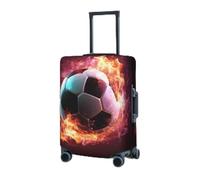 RLDOBOFE Travel Luggage Cover for Suitcase Elastic Suitcase Protector Fire Soccer Ball Suitcase Covers Washable Suitcase Protective Cover Dust-proof Luggage Covers Fit 18-32 Inch Luggage, Black, Large