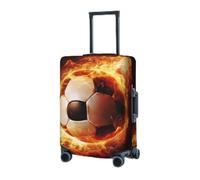 RLDOBOFE Travel Luggage Cover for Suitcase Elastic Suitcase Protector Fire Soccer Suitcase Covers Washable Suitcase Protective Cover Dust-proof Luggage Covers Fit 18-32 Inch Luggage, Black, Medium