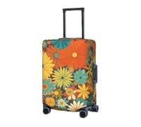 RLDOBOFE Travel Luggage Cover for Suitcase Elastic Suitcase Protector Flower Pattern Suitcase Covers Washable Suitcase Protective Cover Dust-proof Luggage Covers Fit 18-32 Inch Luggage, Black, Medium