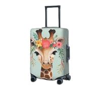RLDOBOFE Travel Luggage Cover for Suitcase Elastic Suitcase Protector Giraffe with Floral Suitcase Covers Washable Suitcase Protective Cover Dust-proof Luggage Covers Fit 18-32 Inch Luggage, Black,