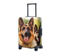 RLDOBOFE Travel Luggage Cover for Suitcase Elastic Suitcase Protector Happy german shepherd Suitcase Covers Washable Suitcase Protective Cover Dust-proof Luggage Covers Fit 18-32 Inch Luggage, Black,