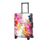 RLDOBOFE Travel Luggage Cover for Suitcase Elastic Suitcase Protector Hawaiian flower print Suitcase Covers Washable Suitcase Protective Cover Dust-proof Luggage Covers Fit 18-32 Inch Luggage, Black,