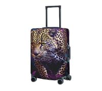 RLDOBOFE Travel Luggage Cover for Suitcase Elastic Suitcase Protector Leopard on purple background Suitcase Covers Washable Suitcase Protective Cover Dust-proof Luggage Covers Fit 18-32 Inch Luggage,