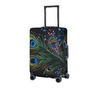 RLDOBOFE Travel Luggage Cover for Suitcase Elastic Suitcase Protector Peacock feather Suitcase Covers Washable Suitcase Protective Cover Dust-proof Luggage Covers Fit 18-32 Inch Luggage, Black, Small