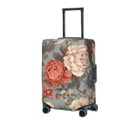 RLDOBOFE Travel Luggage Cover for Suitcase Elastic Suitcase Protector Peony flower pattern Suitcase Covers Washable Suitcase Protective Cover Dust-proof Luggage Covers Fit 18-32 Inch Luggage, Black