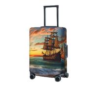 RLDOBOFE Travel Luggage Cover for Suitcase Elastic Suitcase Protector pirate ship in the sunset Suitcase Covers Washable Suitcase Protective Cover Dust-proof Luggage Covers Fit 18-32 Inch Luggage,
