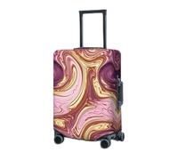 RLDOBOFE Travel Luggage Cover for Suitcase Elastic Suitcase Protector Purple and gold swirl Suitcase Covers Washable Suitcase Protective Cover Dust-proof Luggage Covers Fit 18-32 Inch Luggage, Black,
