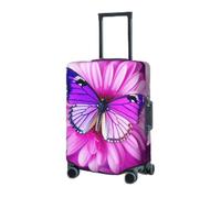 RLDOBOFE Travel Luggage Cover for Suitcase Elastic Suitcase Protector Purple butterfly and flower Suitcase Covers Washable Suitcase Protective Cover Dust-proof Luggage Covers Fit 18-32 Inch Luggage,