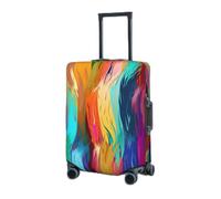 RLDOBOFE Travel Luggage Cover for Suitcase Elastic Suitcase Protector Rainbow Color Suitcase Covers Washable Suitcase Protective Cover Dust-proof Luggage Covers Fit 18-32 Inch Luggage, Black, L