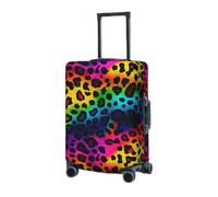 RLDOBOFE Travel Luggage Cover for Suitcase Elastic Suitcase Protector Rainbow leopard print Suitcase Covers Washable Suitcase Protective Cover Dust-proof Luggage Covers Fit 18-32 Inch Luggage, Black
