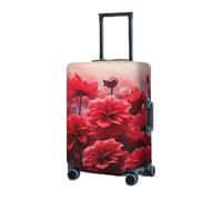 RLDOBOFE Travel Luggage Cover for Suitcase Elastic Suitcase Protector Red Flowers Suitcase Covers Washable Suitcase Protective Cover Dust-proof Luggage Covers Fit 18-32 Inch Luggage, Black, Medium