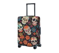 RLDOBOFE Travel Luggage Cover for Suitcase Elastic Suitcase Protector Sugar Skulls Suitcase Covers Washable Suitcase Protective Cover Dust-proof Luggage Covers Fit 18-32 Inch Luggage, Black, Small