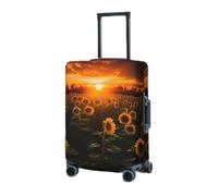 RLDOBOFE Travel Luggage Cover for Suitcase Elastic Suitcase Protector Sunflower and sunset Suitcase Covers Washable Suitcase Protective Cover Dust-proof Luggage Covers Fit 18-32 Inch Luggage, Black, M