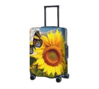 RLDOBOFE Travel Luggage Cover for Suitcase Elastic Suitcase Protector Sunflower Butterfly Suitcase Covers Washable Suitcase Protective Cover Dust-proof Luggage Covers Fit 18-32 Inch Luggage, Black,