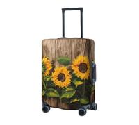 RLDOBOFE Travel Luggage Cover for Suitcase Elastic Suitcase Protector Sunflowers On Wooden Board Suitcase Covers Washable Suitcase Protective Cover Dust-proof Luggage Covers Fit 18-32 Inch Luggage